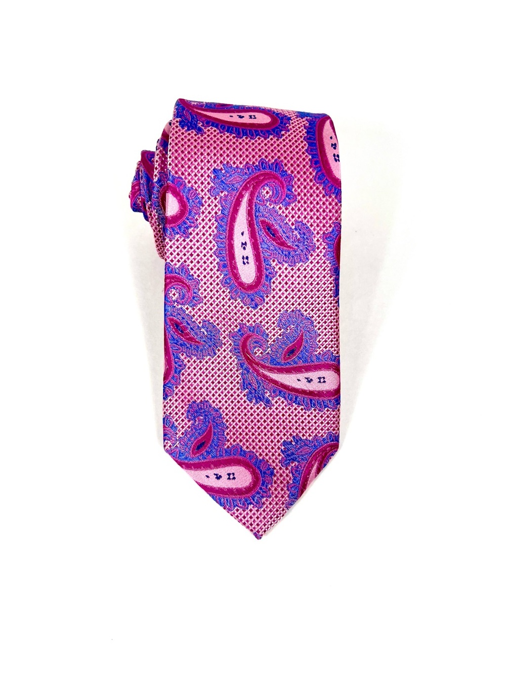 Ted Baker Pink Paisley Silk Tie with Purple Accents